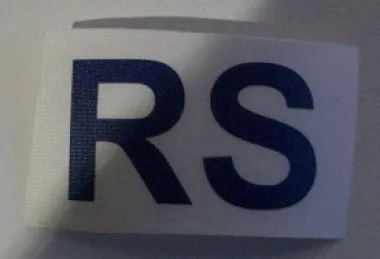 Helmkennzeichnung " RS " , "RA" oder "NFS" Farbe blau
